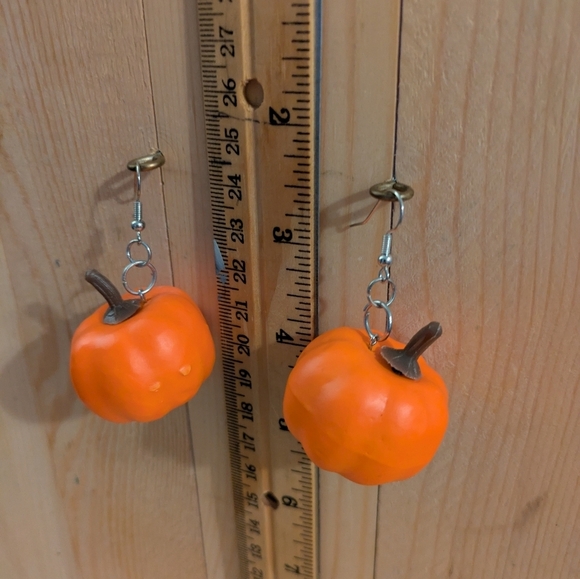 Orange Pumpkin Earrings - Picture 3 of 5